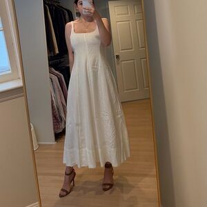 Linen off White Midi  Dress